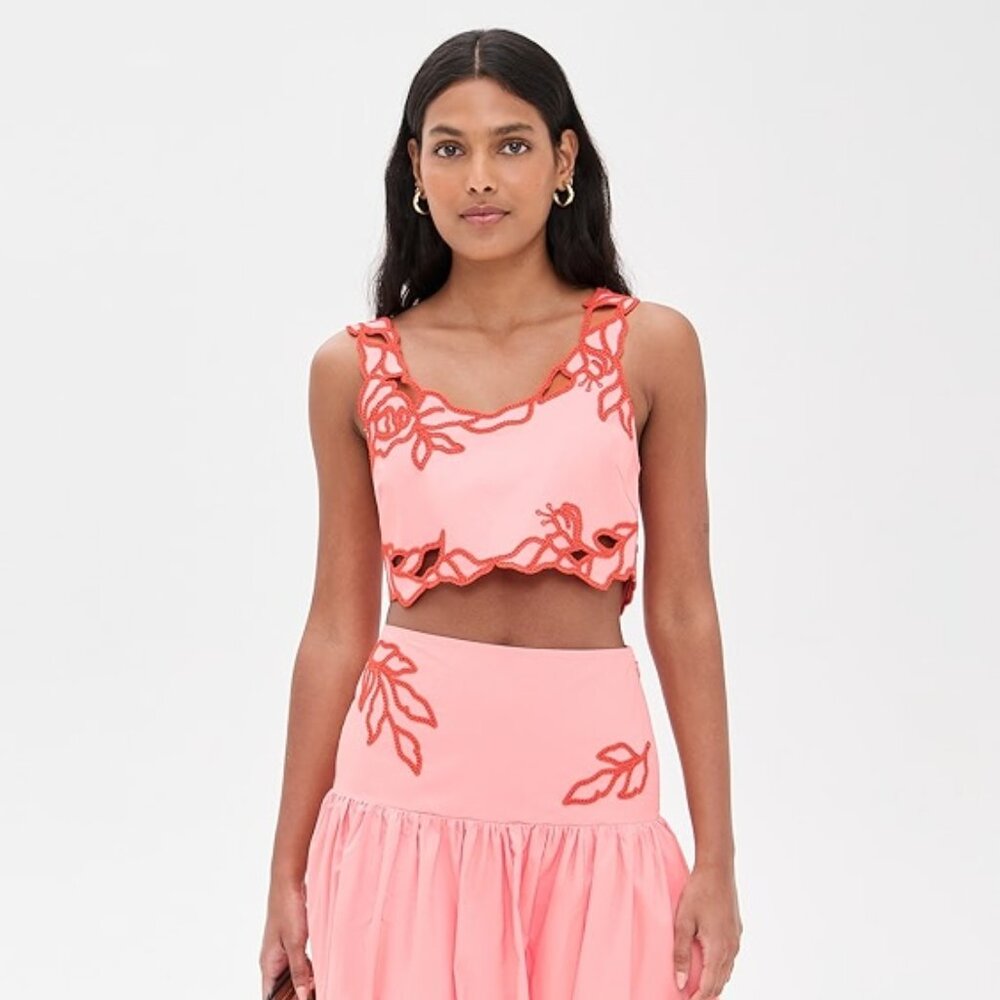 Cinq à Sept Trailing Peonies Bonita Top (size small) and Skirt (size 6) set